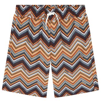 Boys Orange Zig Zag Swim Shorts