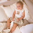 طقم تنورة أطفال بشعار الدب تيدي باللون الأبيض والبيج للبنات , 2, hi-res