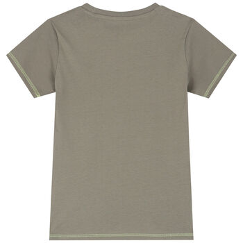 Boys Khaki Green Logo T-Shirt
