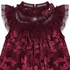 Girls Burgundy Embellished Tulle Dress, 2, hi-res
