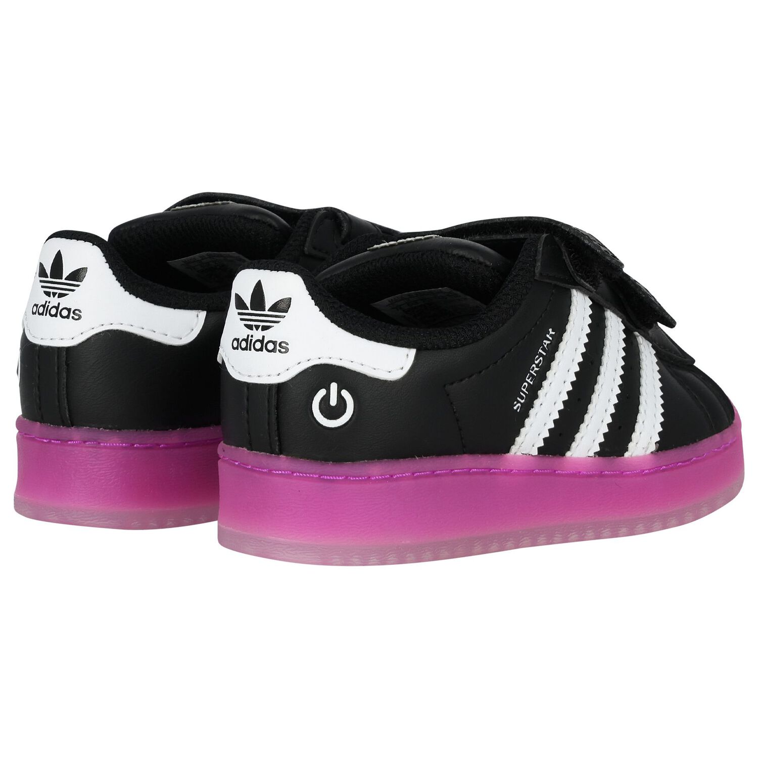 Girls Black & Pink Superstar Led Lights Trainers, 1, hi-res