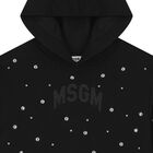 Girls Black Logo Hooded Top, 1, hi-res