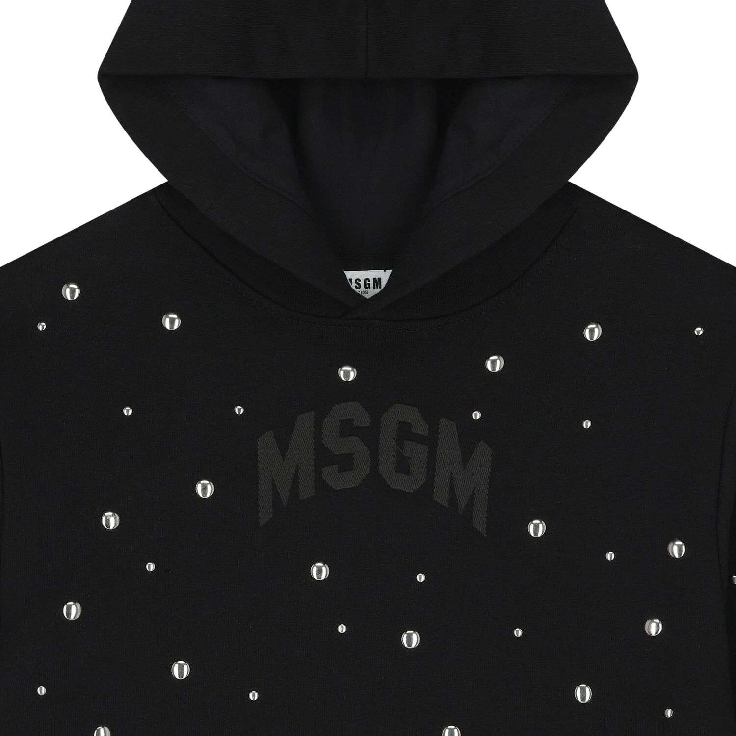 Girls Black Logo Hooded Top, 1, hi-res