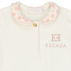Baby Girls Ivory Logo Romper, 1, hi-res
