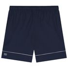Boys Navy Blue Logo Shorts, 1, hi-res