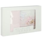 Baby Girls White & Pink Teddy Bear Blanket Set, 2, hi-res