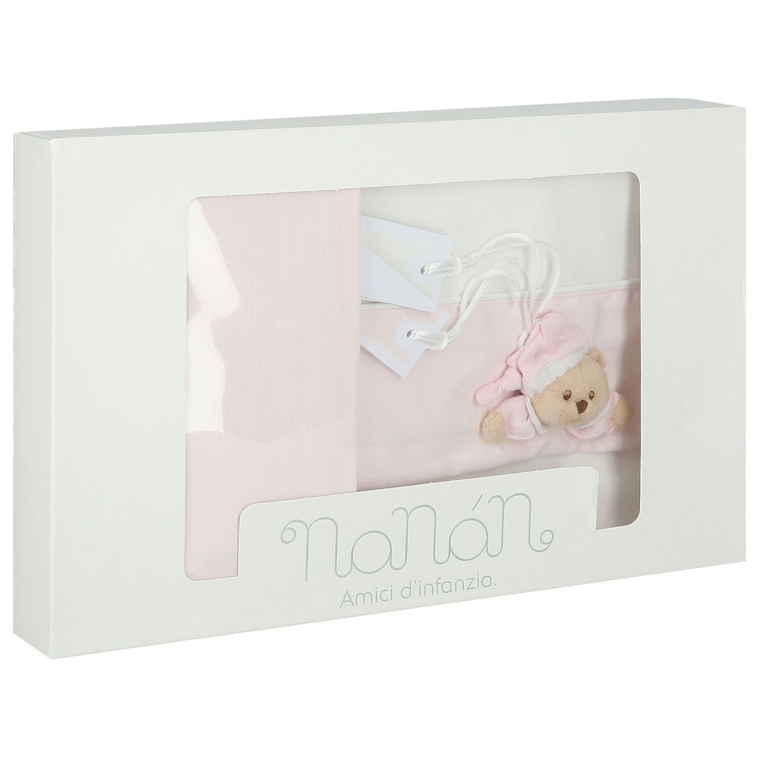 Baby Girls White & Pink Teddy Bear Blanket Set, 2, hi-res image number null