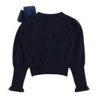Girls Navy Bow Cardigan, 1, hi-res
