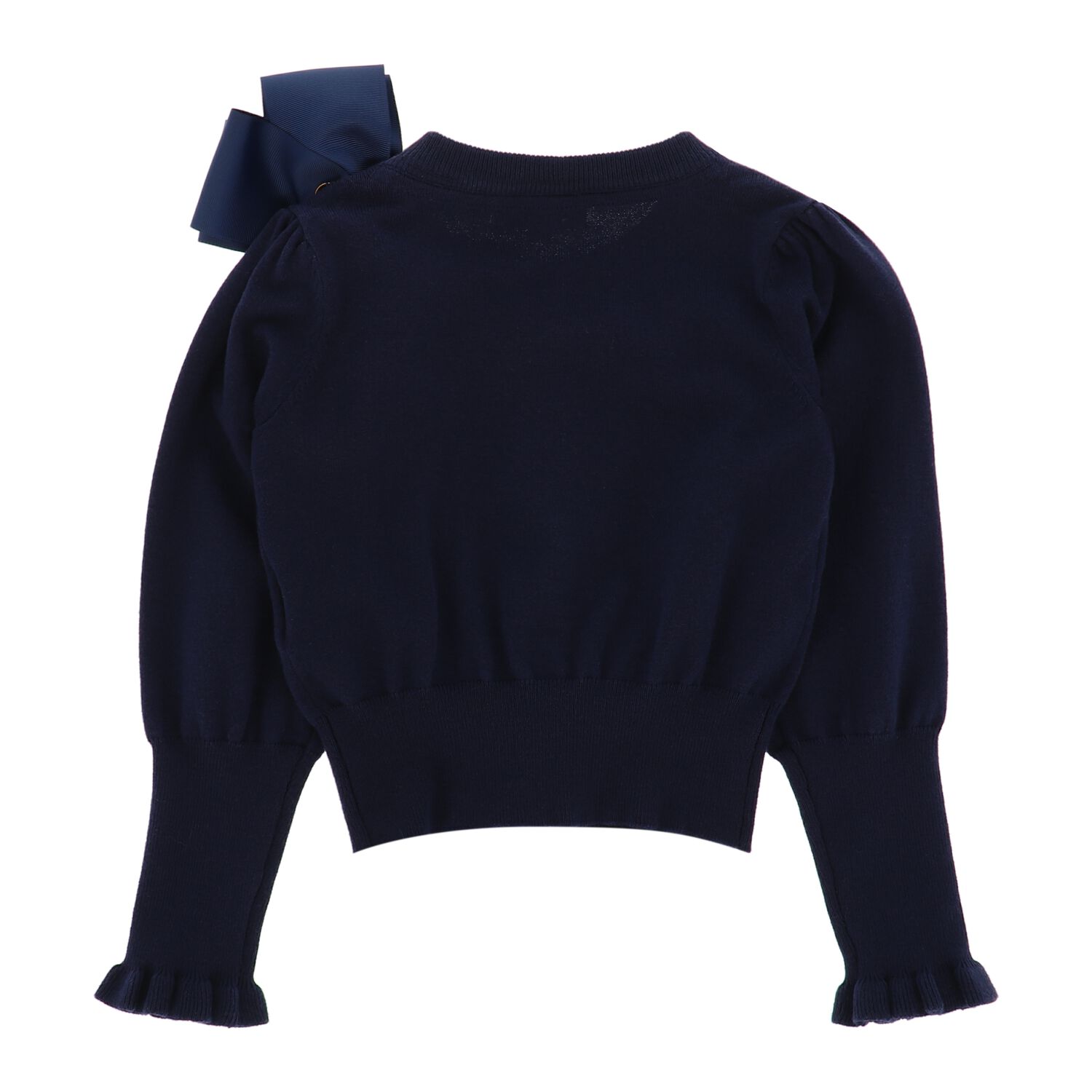 Girls Navy Bow Cardigan, 1, hi-res