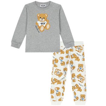 Grey & Ivory Teddy Logo Trousers Set