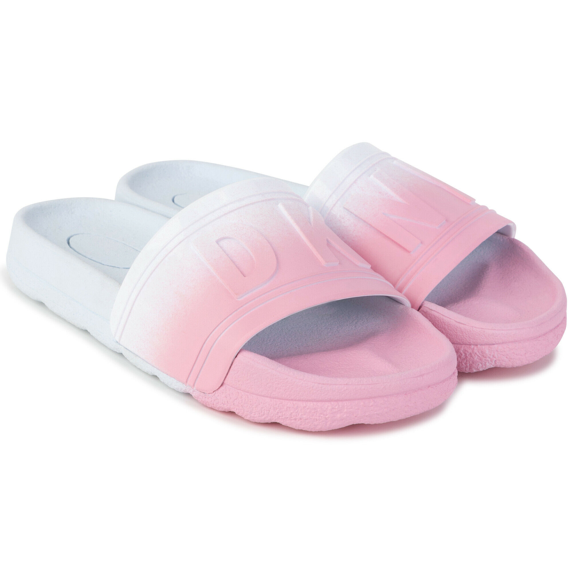DKNY Girls Pink White Logo Sliders Junior Couture UAE