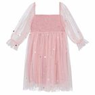 Girls Pink Embellished Tulle Dress, 1, hi-res