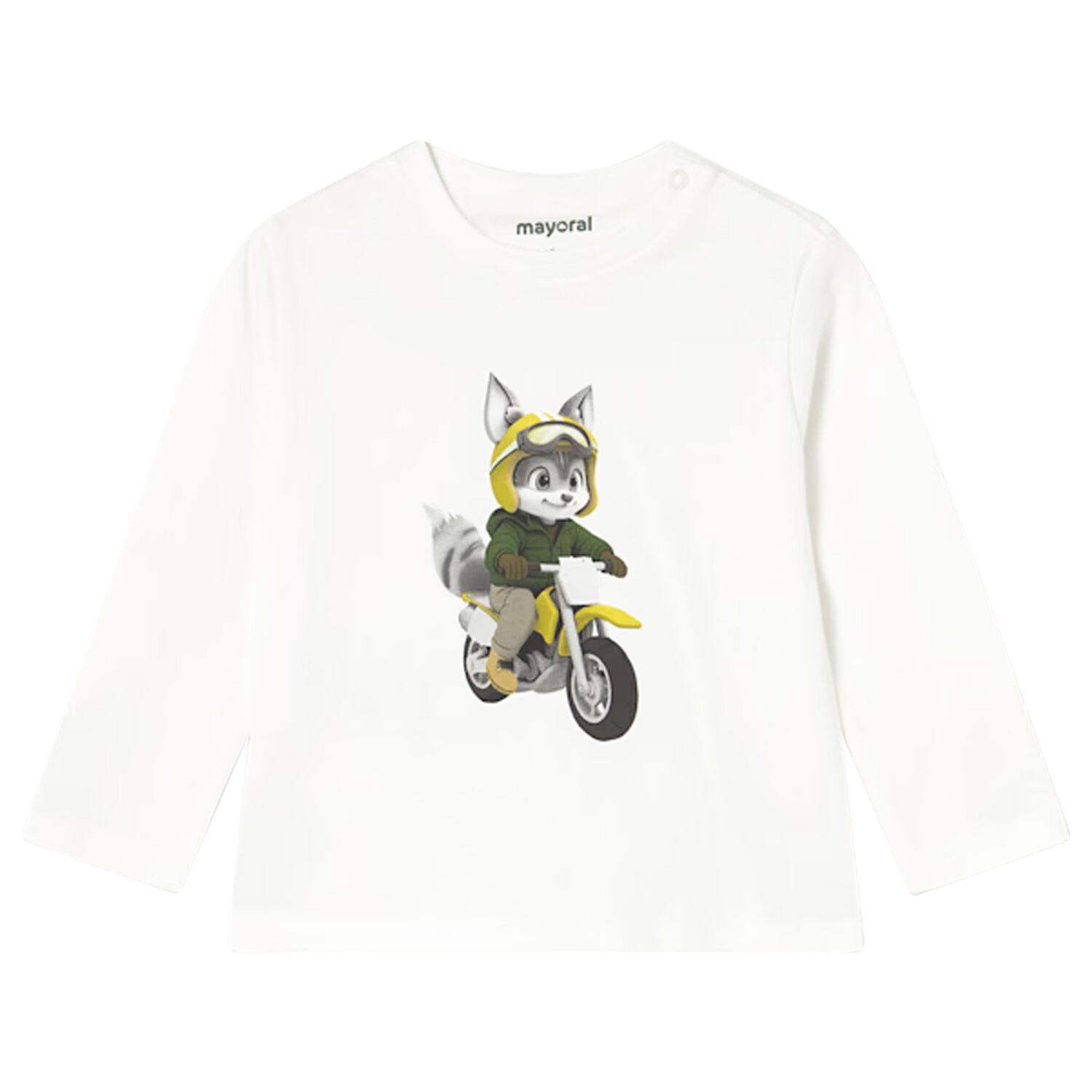 Younger Boys Ivory Fox Long Sleeve Top, 3, hi-res
