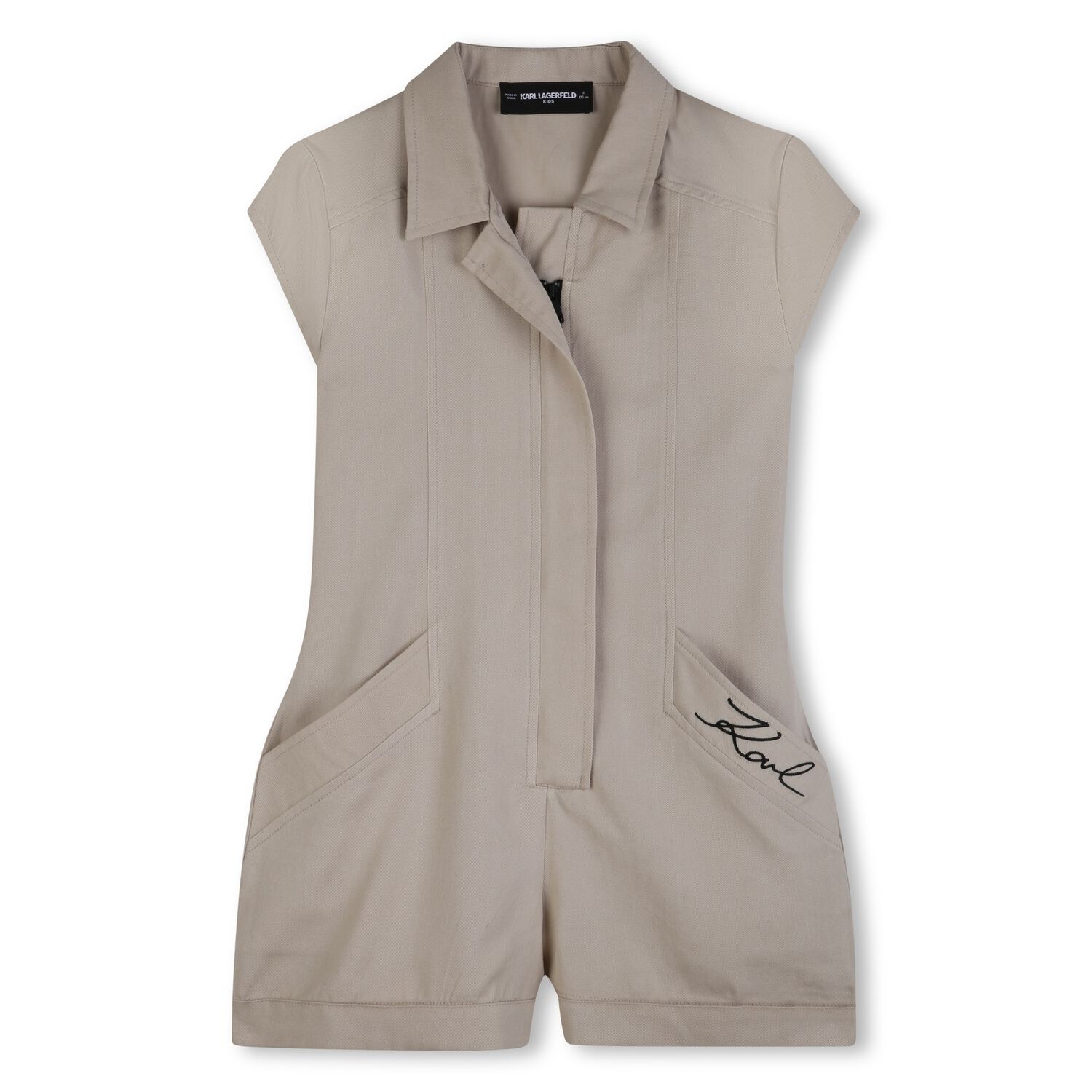 Girls Beige Logo Playsuit, 1, hi-res