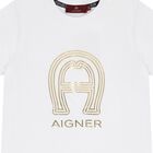 Boys White & Gold Logo T-Shirt, 1, hi-res