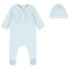Baby Boys Blue Pleated Babygrow Set, 1, hi-res
