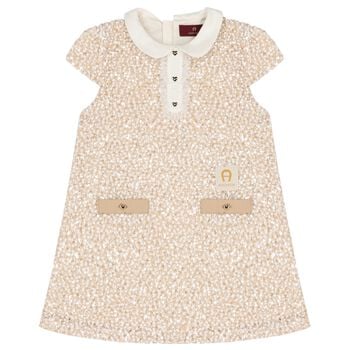 Girls Beige Sequin Dress