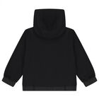 Boys Black Logo Hooded Zip Up Top, 1, hi-res