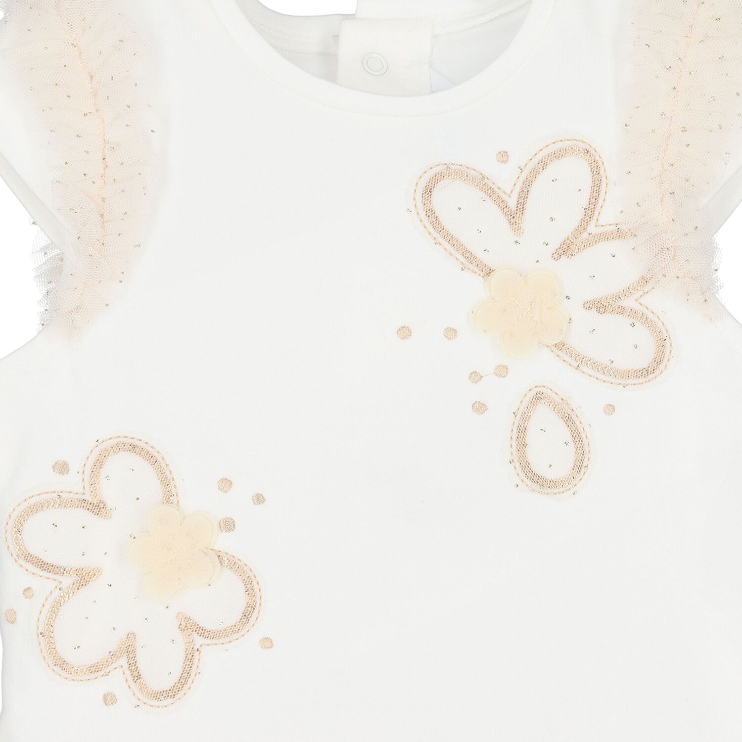 Younger Girls Ivory & Beige Tulle Dress, 2, hi-res image number null