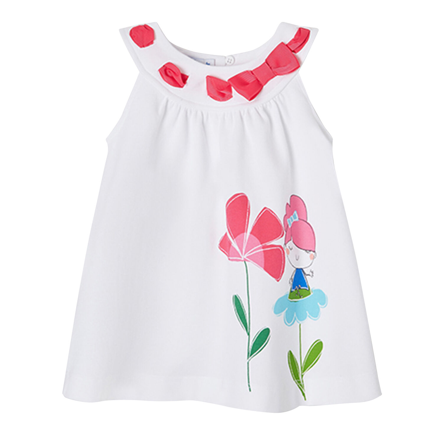 Younger Girls White Floral Dress, 1, hi-res image number null