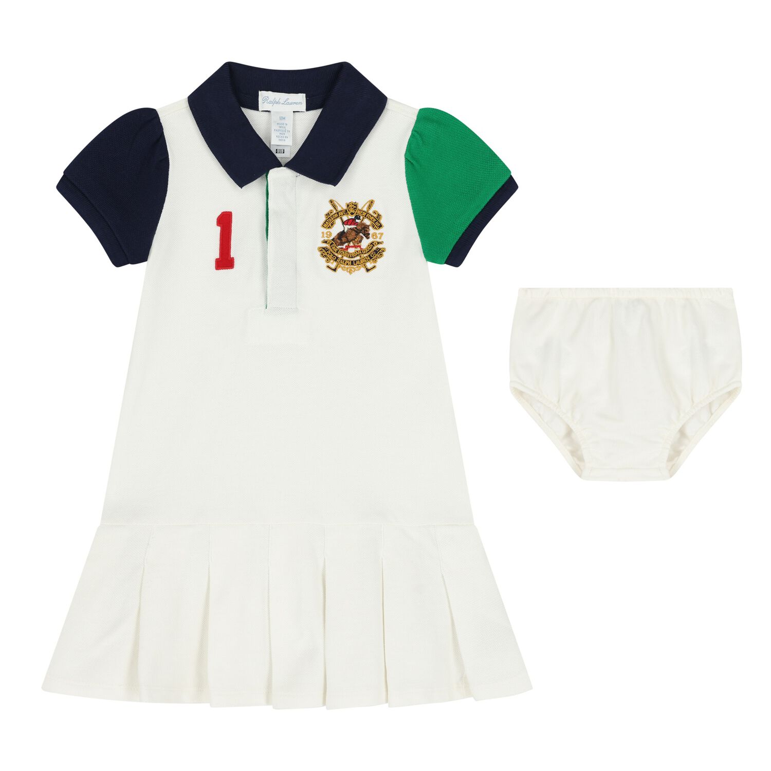 Baby Girls White Logo Dress Set, 1, hi-res