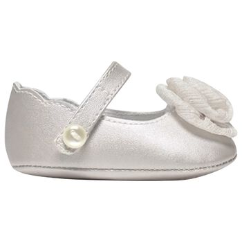 Mayoral Baby Girls Silver Flower Pre Walker Shoes, 2 Baby Girls Silver Flower Pre Walker Shoes