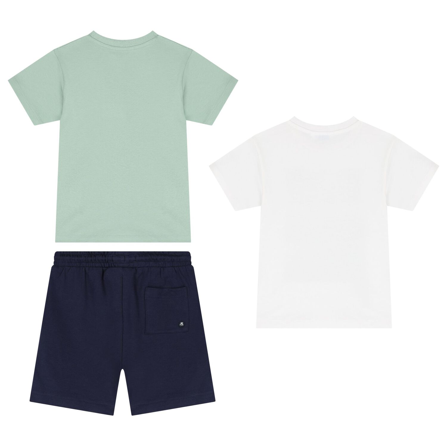 Boys White, Green & Navy Blue Shorts Set, 1, hi-res image number null