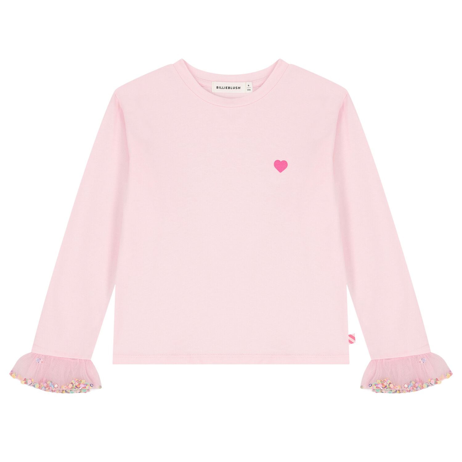 Girls Pink Heart Long Sleeve Top, 1, hi-res