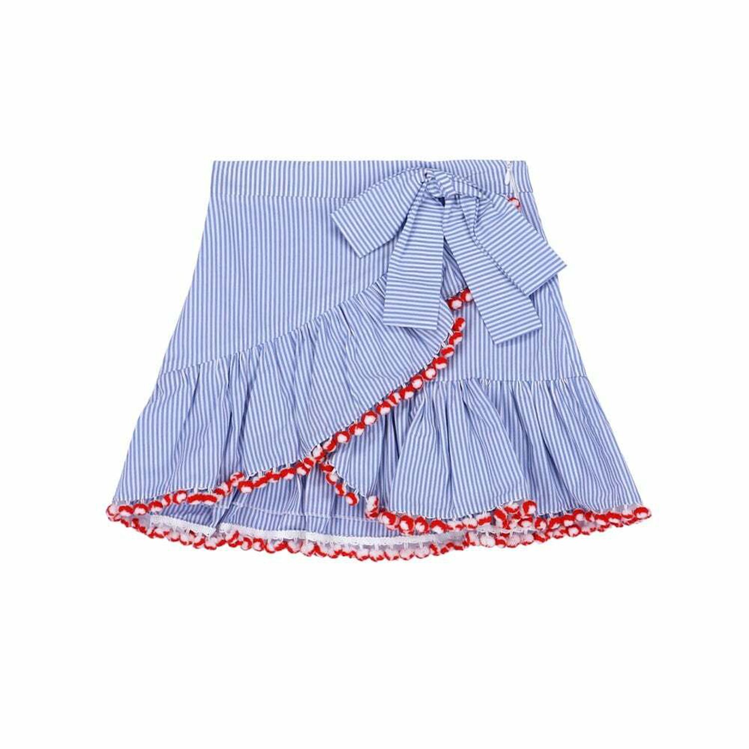 Girls Blue Striped Skirt, 1, hi-res image number null