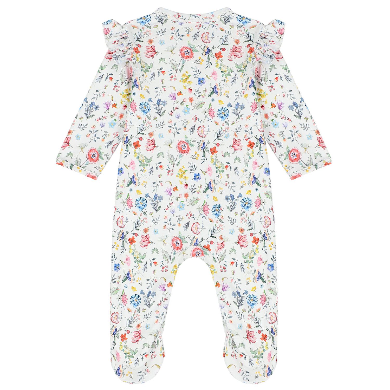 Baby Girls White Floral Babygrow, 1, hi-res image number null
