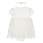 Baby Girls White Glitter Bodysuit Dress Set, 2, hi-res