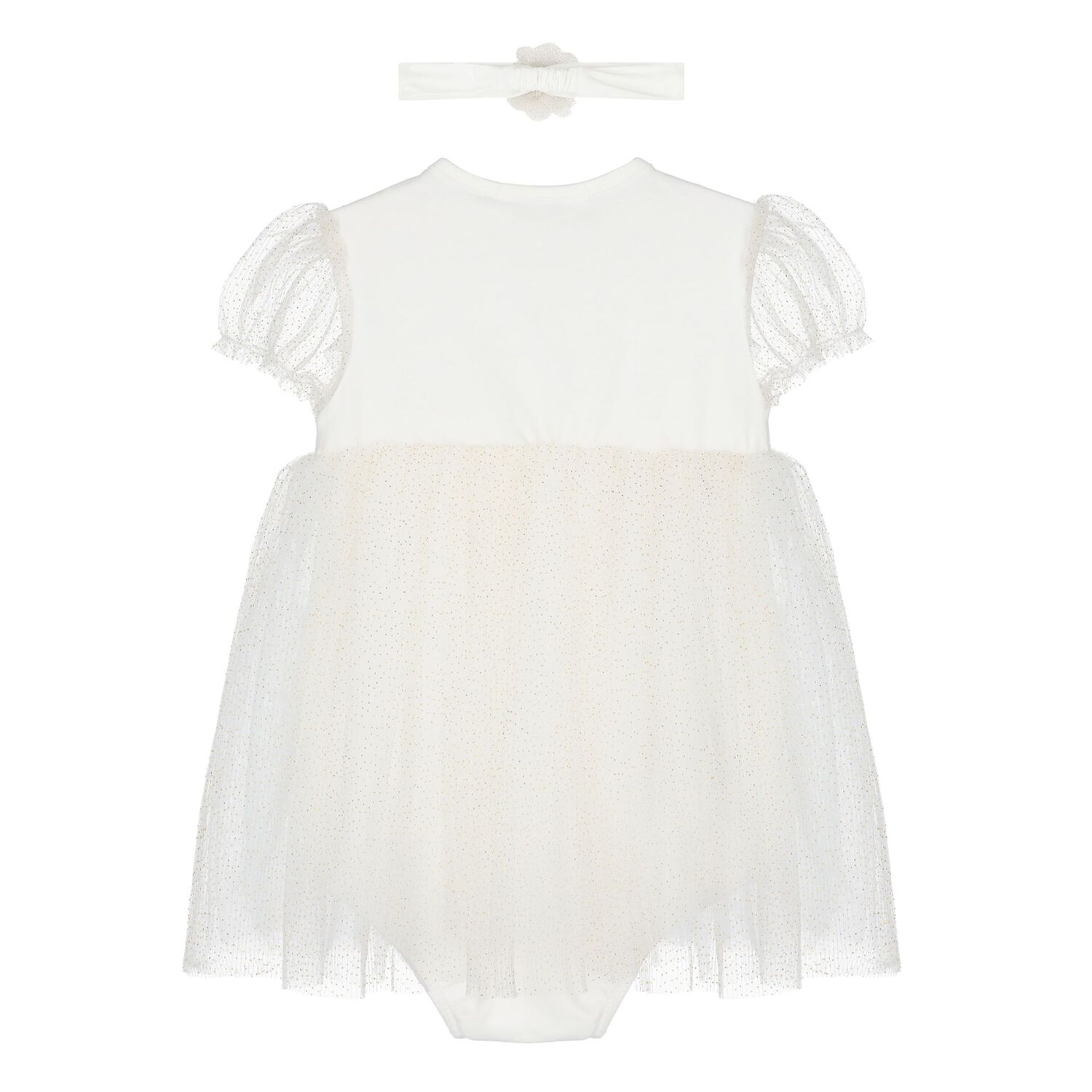 Baby Girls White Glitter Bodysuit Dress Set, 2, hi-res image number null