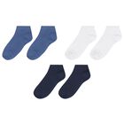 Boys Blue, Navy Blue & White Socks (3 Pack) , 1, hi-res