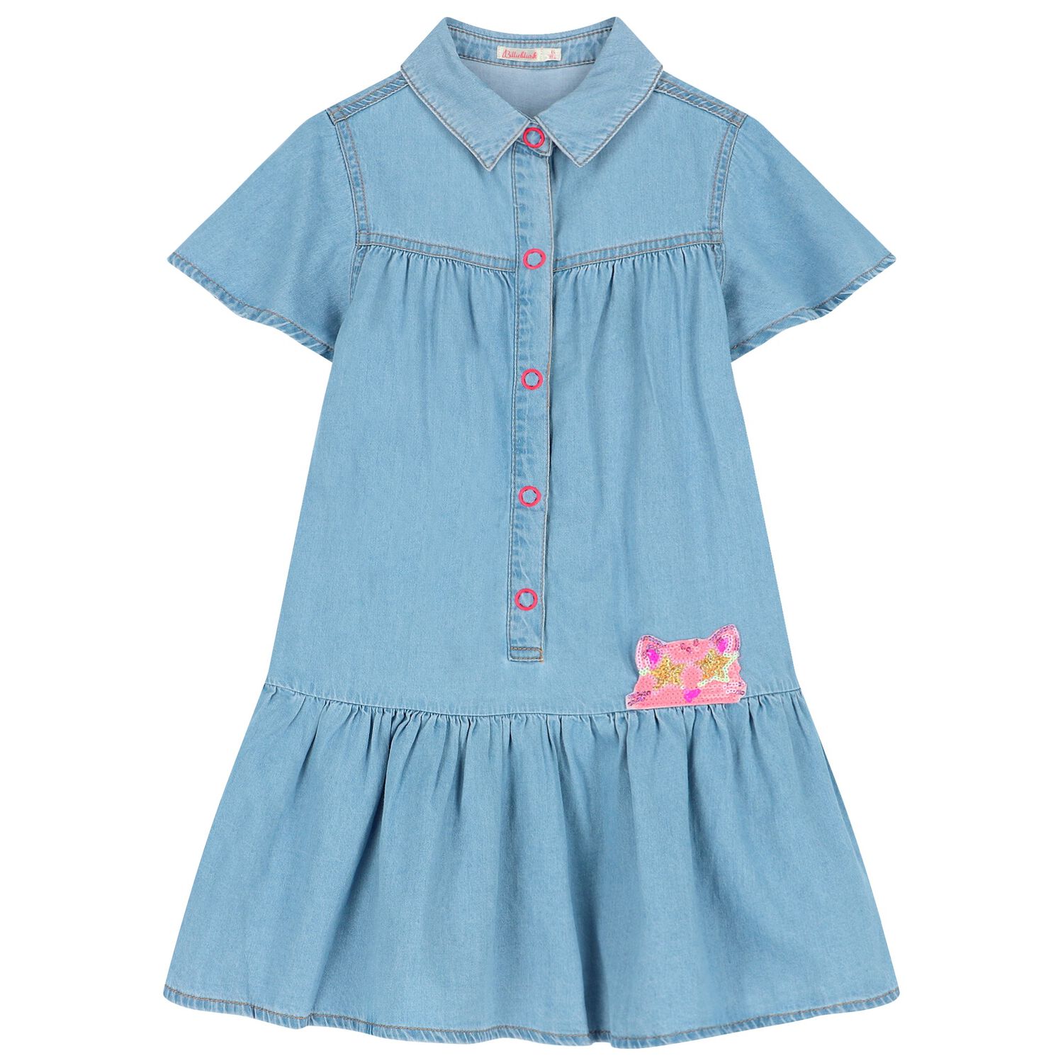 Girls Blue Denim Dress, 1, hi-res