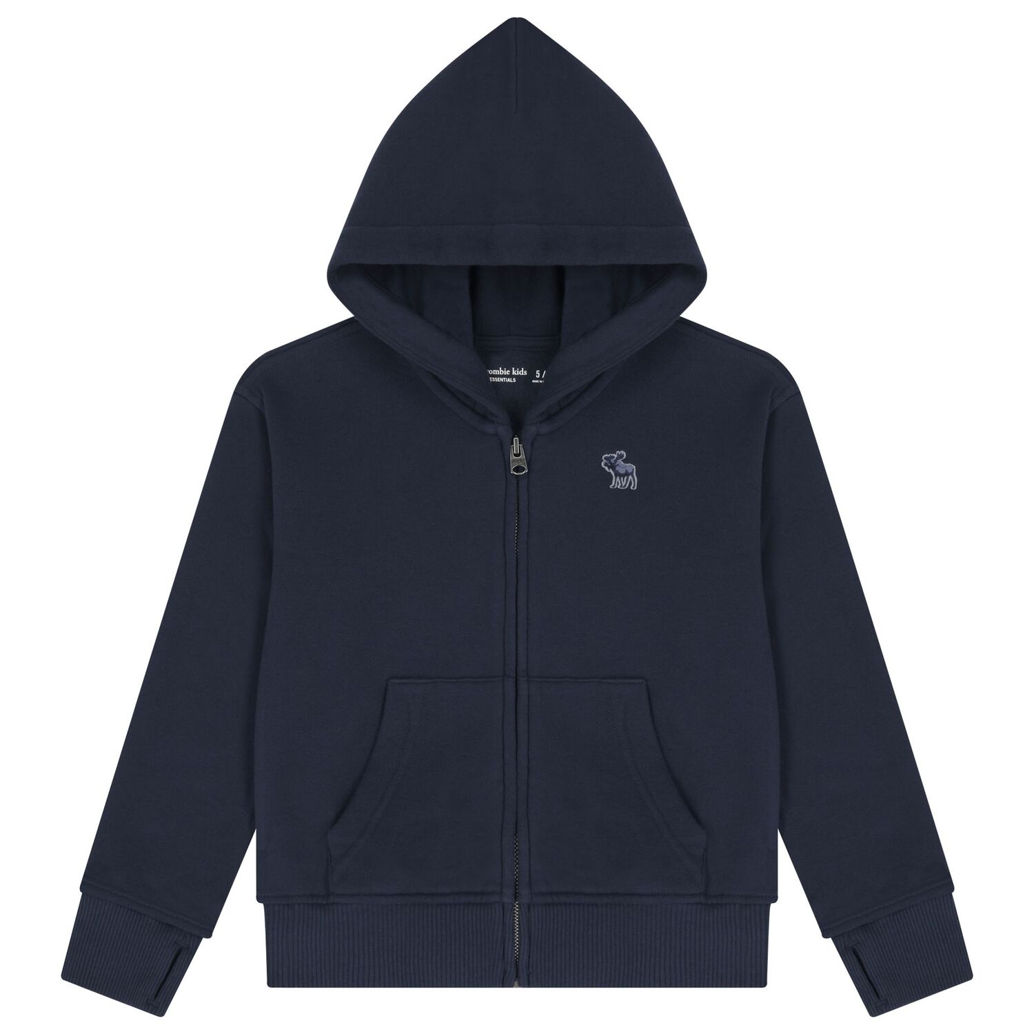 Boys Navy Blue Logo Hooded Zip Up Top, 1, hi-res