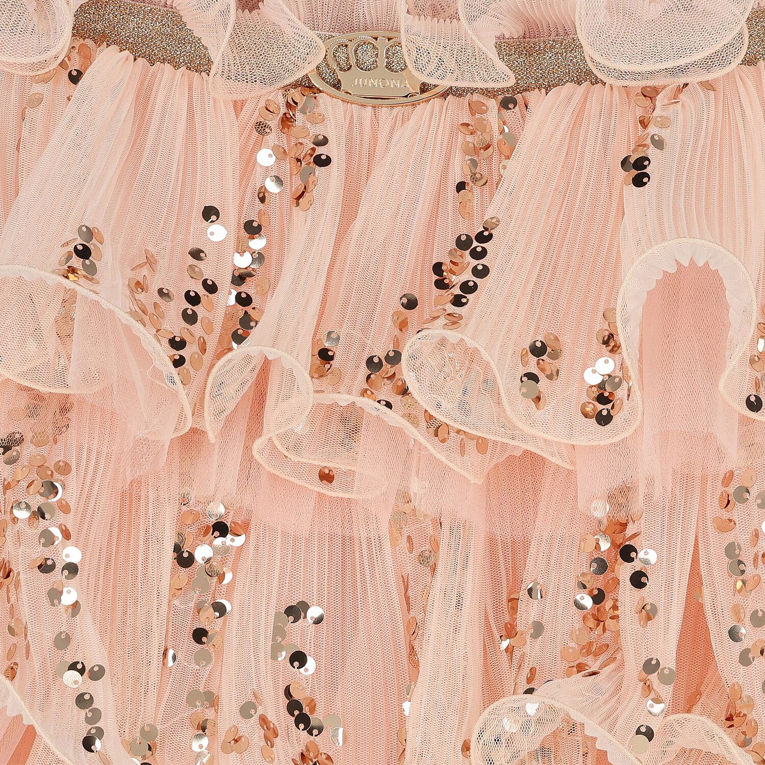 تنوره للبنات مكشكشه ومزينه بالترتر باللون الوردي, 1, hi-res