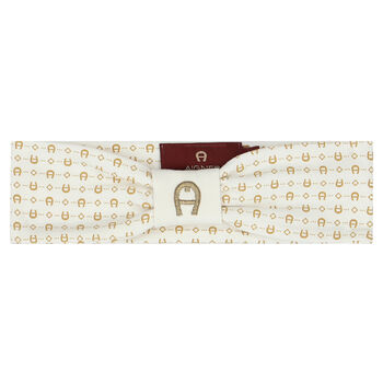 Baby Girls Ivory & Gold Pima Cotton Logo Headband