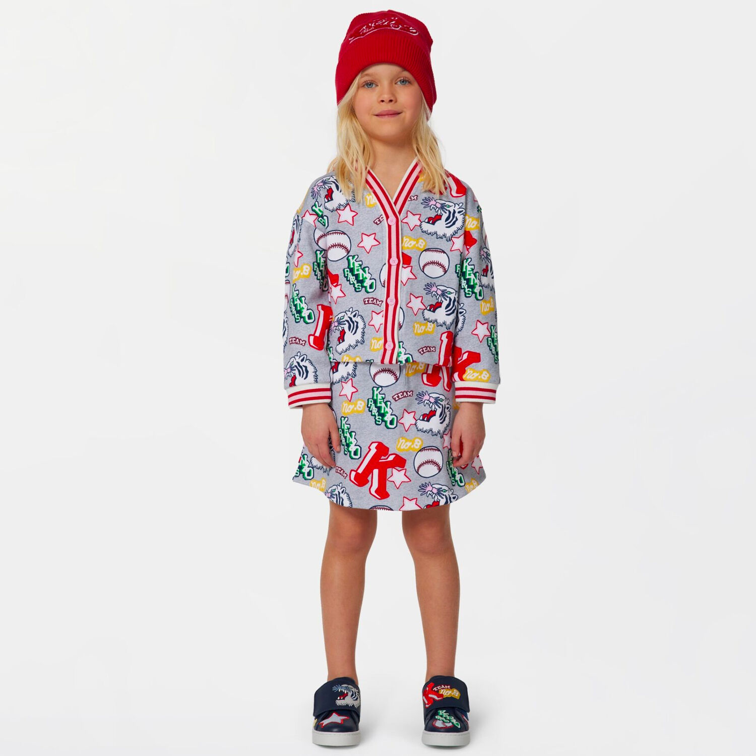 تنورة بشعار النمر باللون الرمادي , 1, hi-res