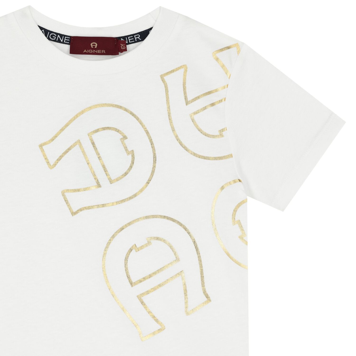 Boys White & Gold Logo T-Shirt, 1, hi-res image number null