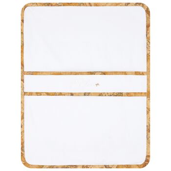 White & Beige Geo Map Baby Blanket
