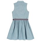 Girls Blue Logo Sleeveless Dress, 1, hi-res