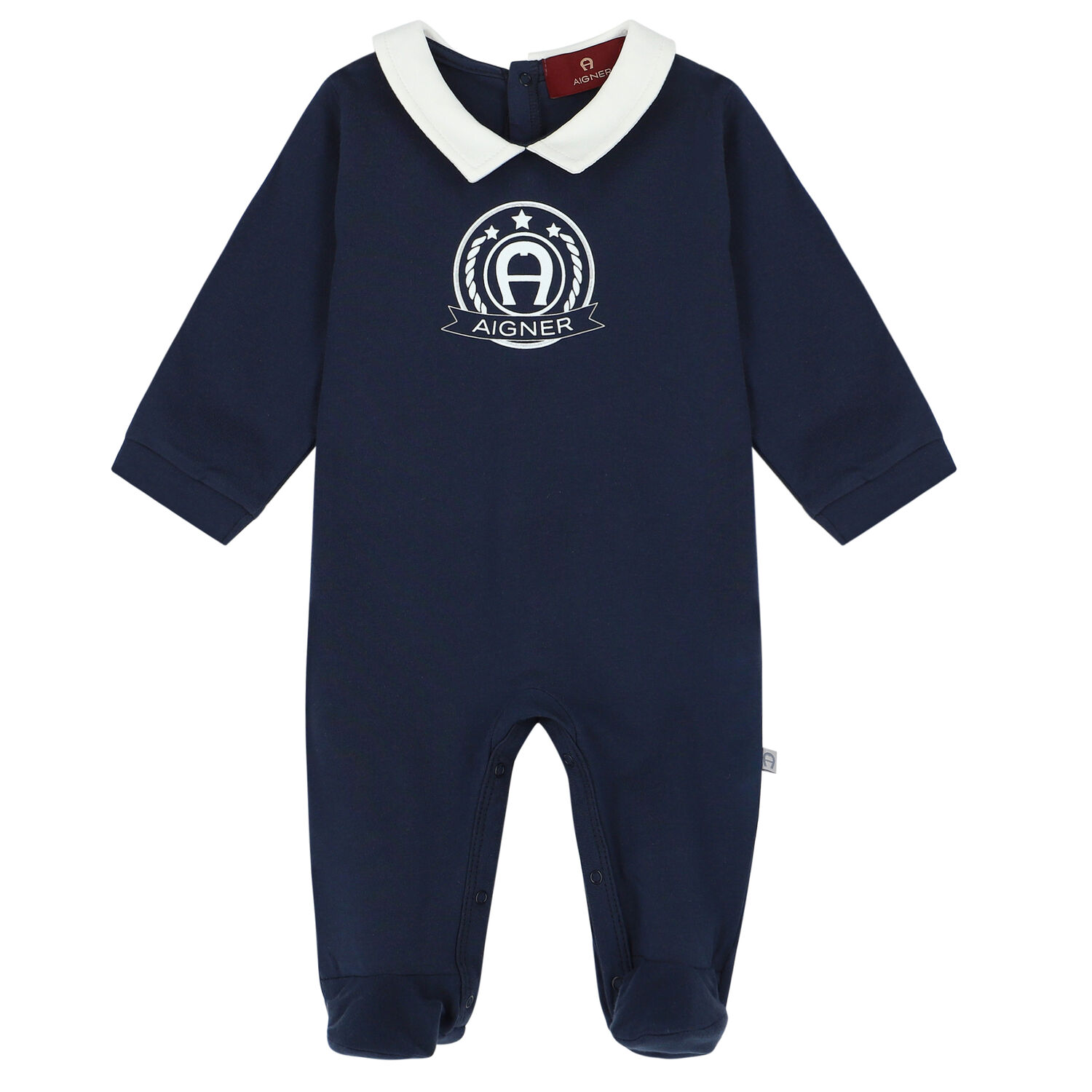 Baby Boys Navy Logo Babygrow, 1, hi-res