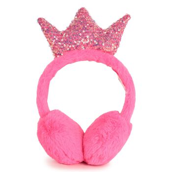 Girls Pink Crown Ear Muffs