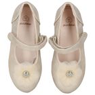 Girls Gold Diamante Flower Shoes, 2, hi-res