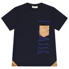Boys Navy Blue & Beige Geo Map Shorts Set, 2, hi-res