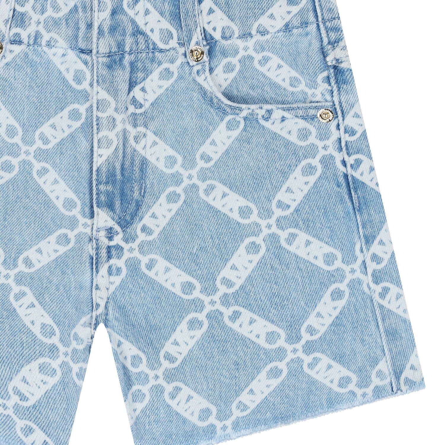 Girls Blue Logo Denim Shorts, 1, hi-res image number null