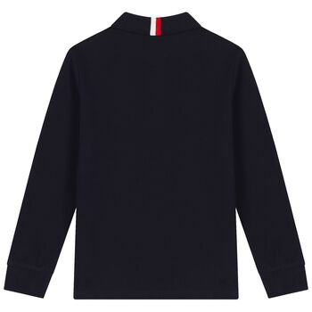 Boys Navy Blue, Red & White Logo Polo Shirt