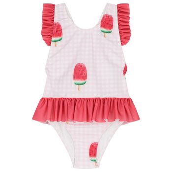 Girls Pink & Red Watermelon Swimsuit