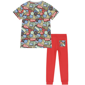 Boys Multi-Colored Logo Trousers Set