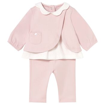 Baby Girls Pink & Ivory Leggings Set